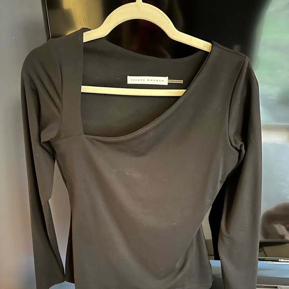 Susana Monaco Laurene Diagonal Neck Top  Black Small - Picture 4 of 7